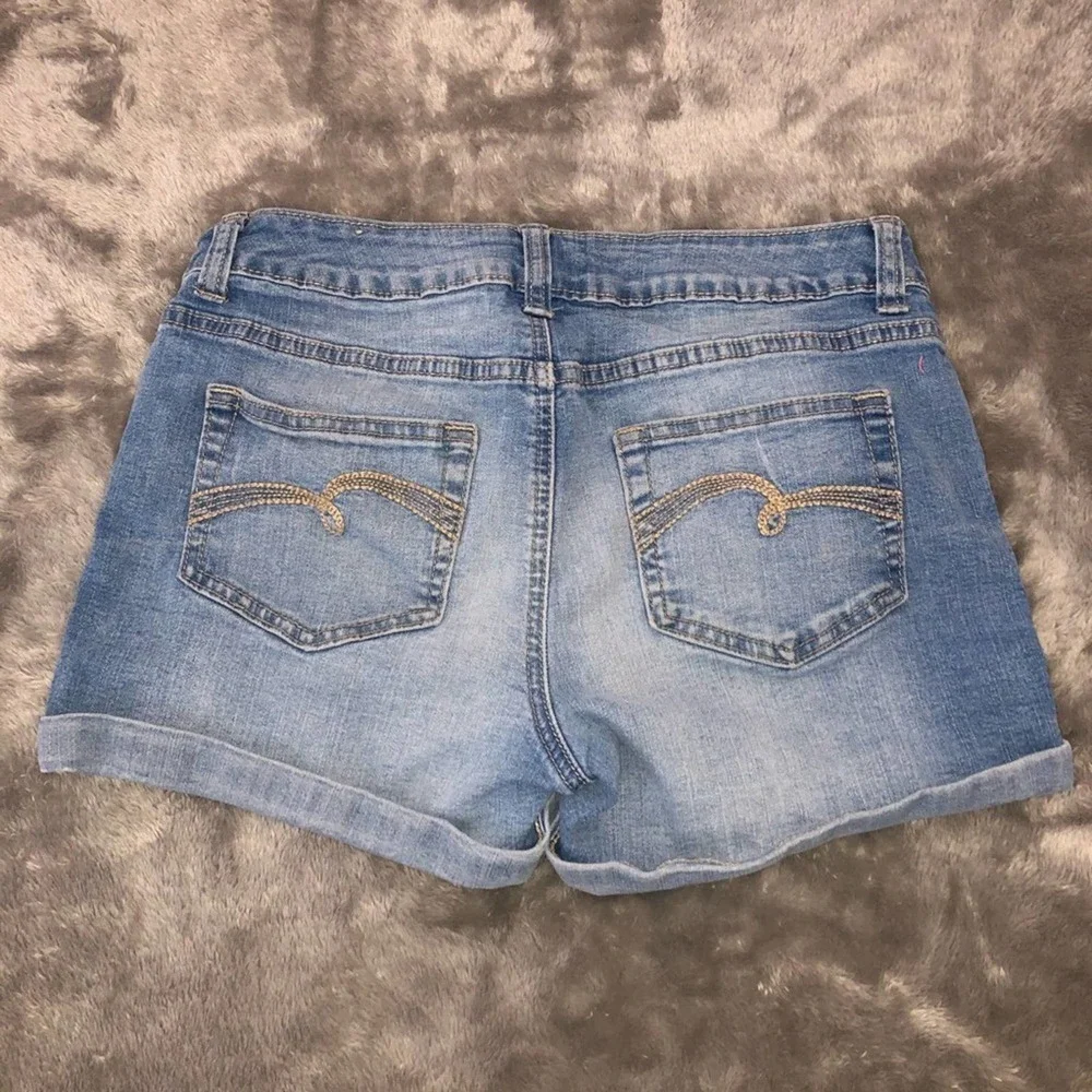 Justice Girls Distressed Cuffed Denim Jean Shorts Size 12 Plus Summer Blue